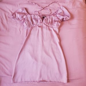 Silky Pastel Lilac Off Shoulder Mini Dress